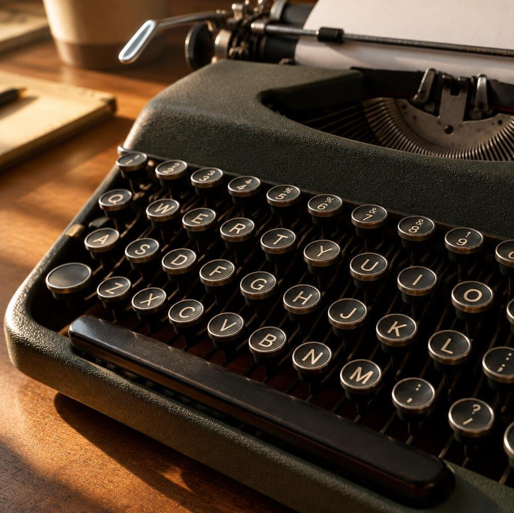 Close-up of a vintage typewriter keyboard